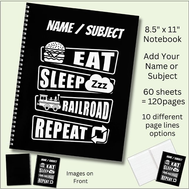 Eat Sleep Railroad Repeat Steam Train Notebook (Creator Uploaded)