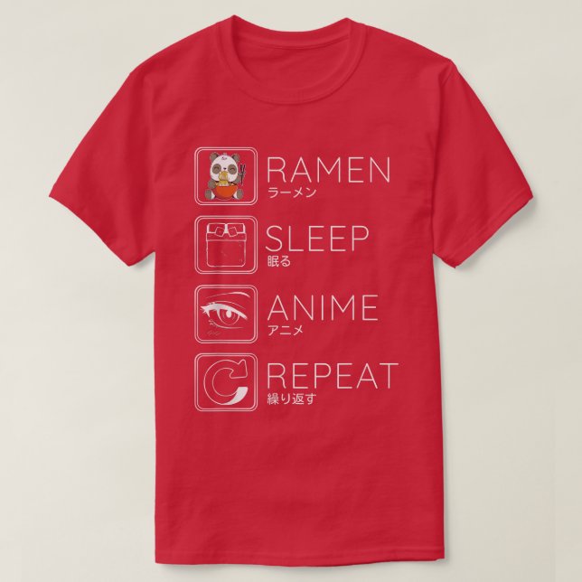 Eat Sleep Ramen Anime Panda Noodles Kawaii Japanes T-Shirt (Design Front)