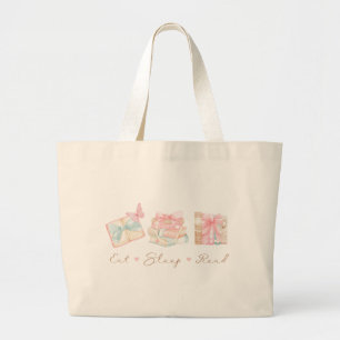 Eat Sleep Read Coquette Book Large Tote Bag