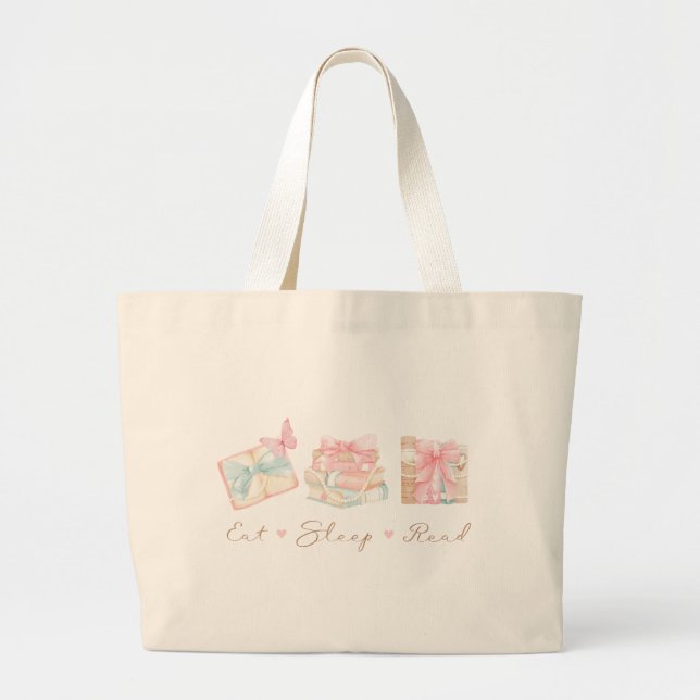 Eat Sleep Read Coquette  Book Large Tote Bag (Front)
