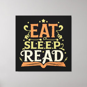Eat Sleep Read, Funny Reading Canvas Print