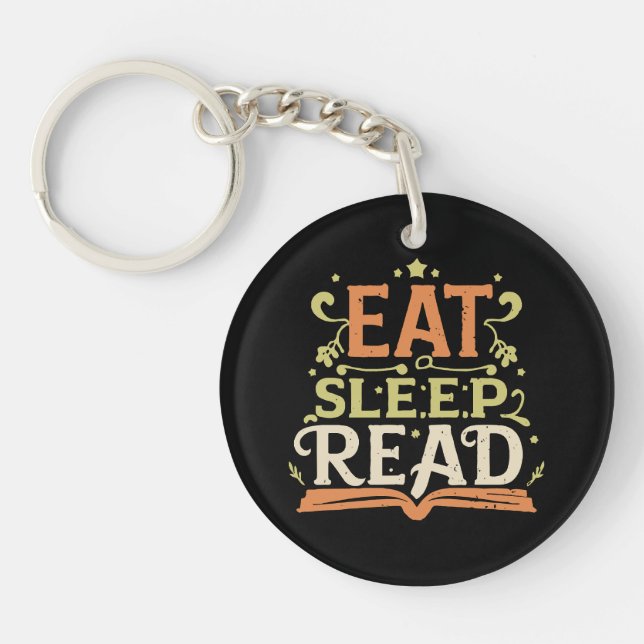 Eat Sleep Read, Funny Reading Key Ring (Front)