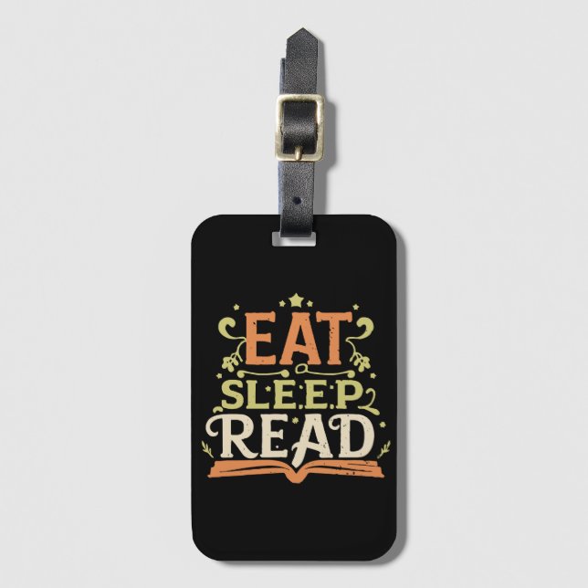 Eat Sleep Read, Funny Reading Luggage Tag (Front Vertical)