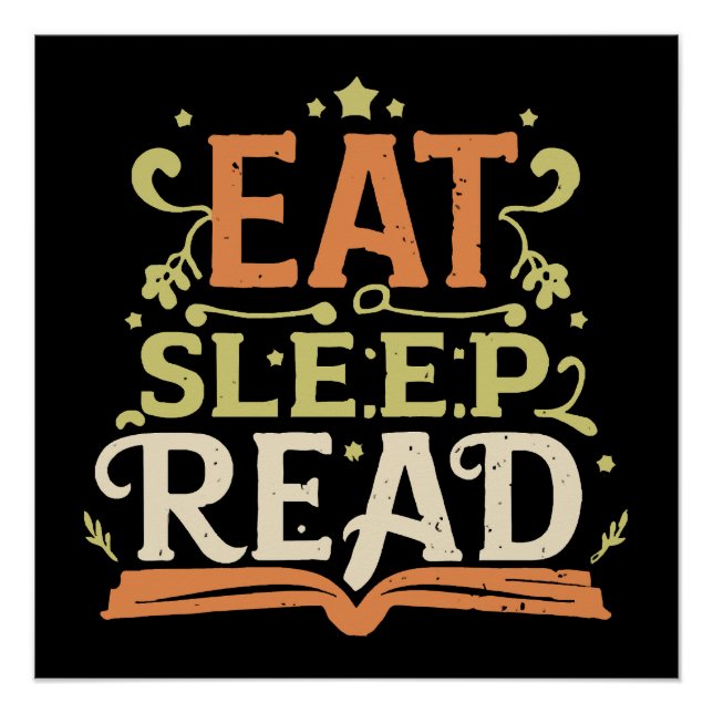 Eat Sleep Read, Funny Reading Poster (Front)