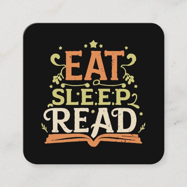 Eat Sleep Read, Funny Reading Square Business Card (Front)