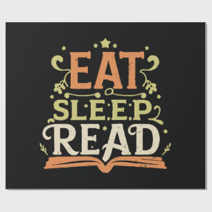 Eat Sleep Read, Funny Reading Wrapping Paper