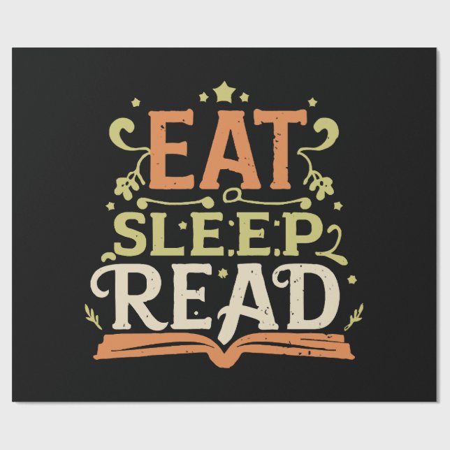 Eat Sleep Read, Funny Reading Wrapping Paper (Flat)