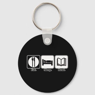 eat sleep read key ring