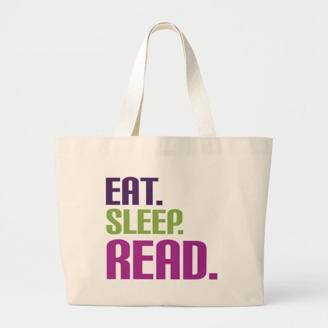 eat sleep read large tote bag (Front)