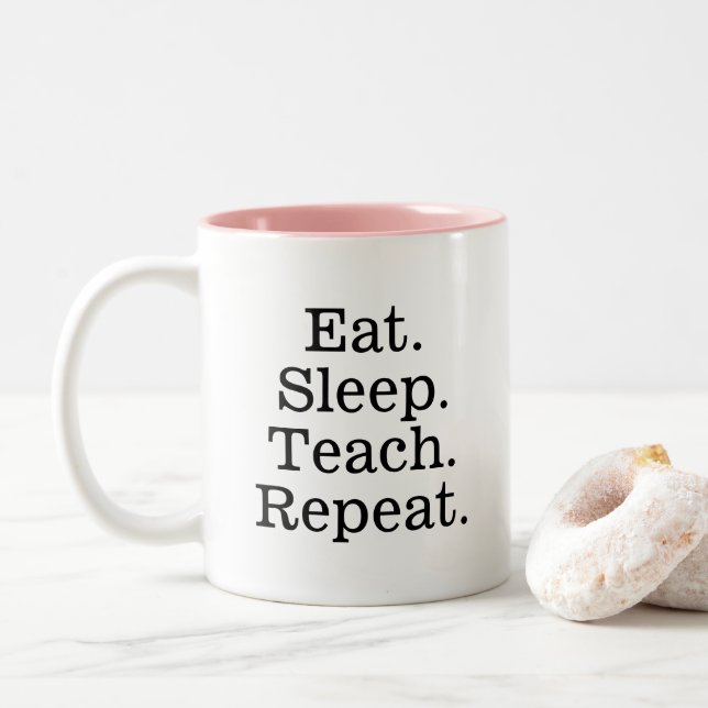 Eat sleep read repeat coffee mug for teacher (With Donut)