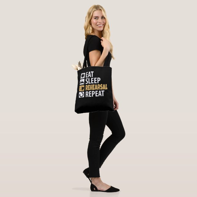 Eat Sleep Rehearsal Repeat Tote Bag (On Model)