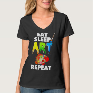 Eat Sleep Repeat Colourful Paint Brush Artist T-Shirt