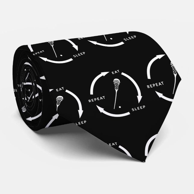 Eat Sleep Repeat Lacrosse Sports Fan Saying Tie (Rolled)