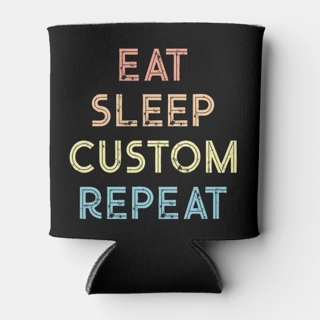 Eat Sleep Repeat Personalised Gift  Can Cooler (Front)