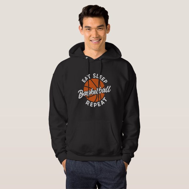 Eat Sleep Repeat White Basketball Hoodie (Front Full)