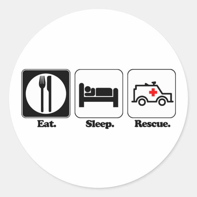 eat sleep rescue classic round sticker (Front)