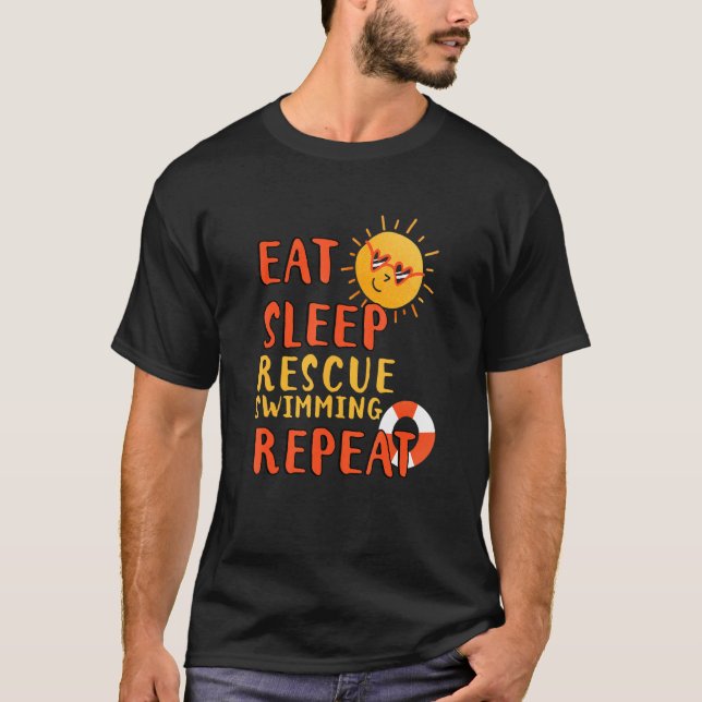 Eat Sleep Rescue Swimming Repeat Rescue Swimming H T-Shirt (Front)