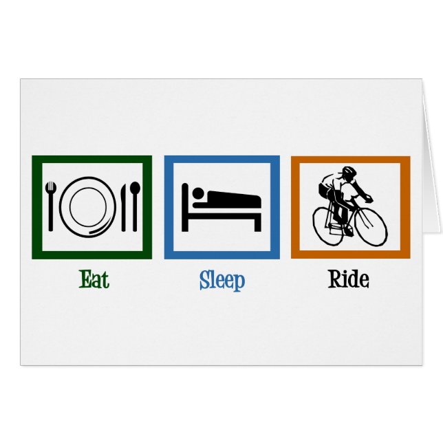 Eat Sleep Ride Funny Cyclist Card (Front Horizontal)