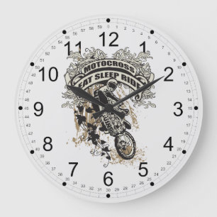 Eat, Sleep, Ride Motocross Large Clock