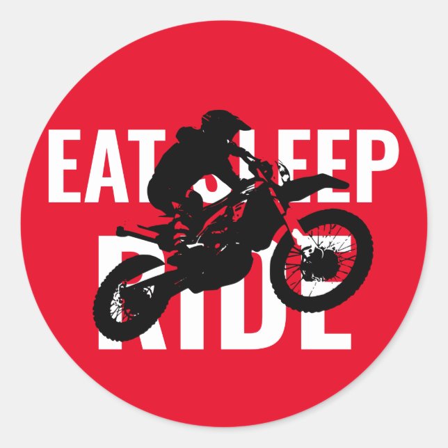 Eat Sleep Ride Motocross Motorcycle Sport Pop Art Classic Round Sticker (Front)