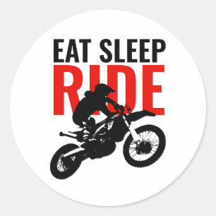 Eat Sleep Ride Motocross Motorcycle Sport Pop Art Classic Round Sticker