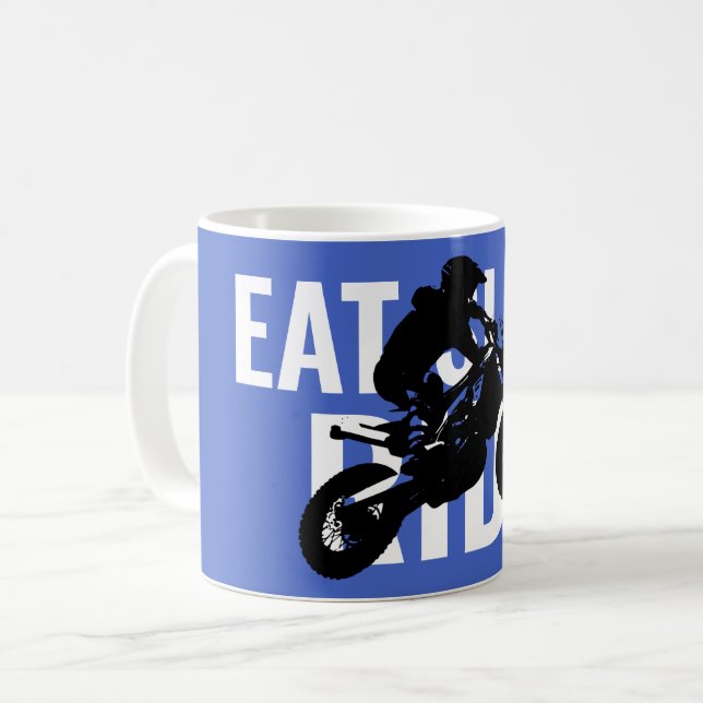 Eat Sleep Ride Motocross Motorcycle Sport Pop Art Coffee Mug (Front Left)