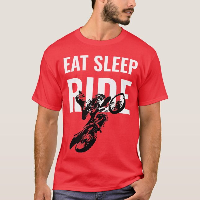 Eat Sleep Ride Motocross Motorcycle Sport Pop Art T-Shirt (Front)