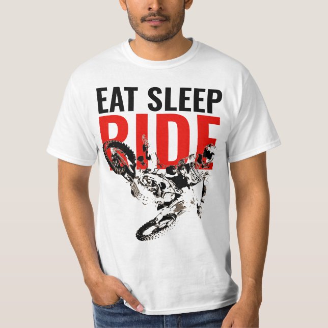 Eat Sleep Ride Motocross Motorcycle Sport Pop Art T-Shirt (Front)