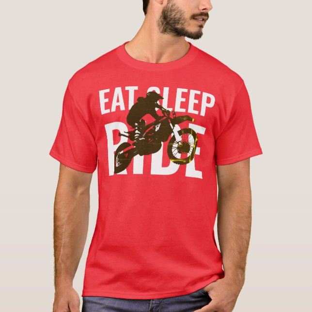Eat Sleep Ride Motocross Motorcycle Sport Pop Art T-Shirt (Front)