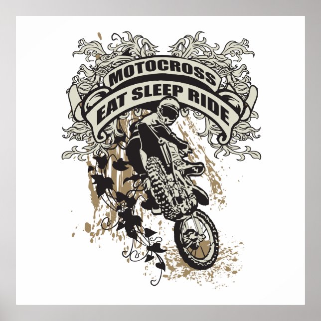 Eat, Sleep, Ride Motocross Poster (Front)