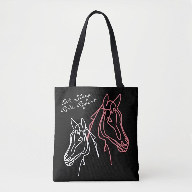 Eat Sleep Ride Repeat horse quote tote bag (Front)