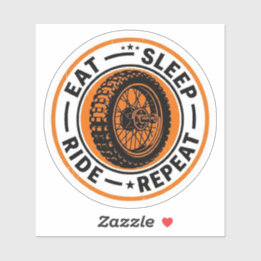 Eat Sleep Ride Repeat Sticker — Biker Wheel Decal