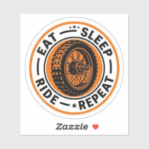 Eat Sleep Ride Repeat Sticker — Biker Wheel Decal