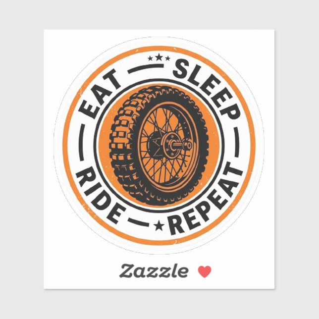 Eat Sleep Ride Repeat Sticker — Biker Wheel Decal (Sheet)