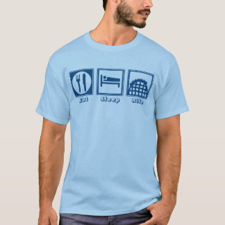 Eat Sleep & Ride (Roller Coasters) - Blue T-Shirt