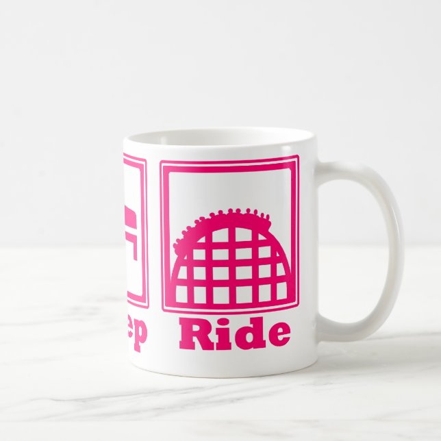 Eat, Sleep, & Ride (Roller Coasters) - Pink Coffee Mug (Right)