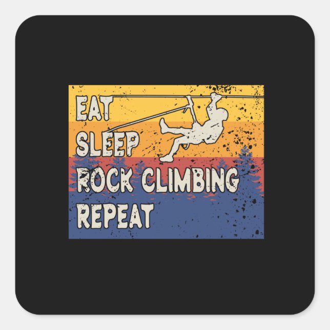 Eat Sleep Rock Climbing Repeat Square Sticker (Front)