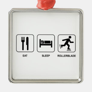 Eat Sleep Rollerblade Metal Tree Decoration