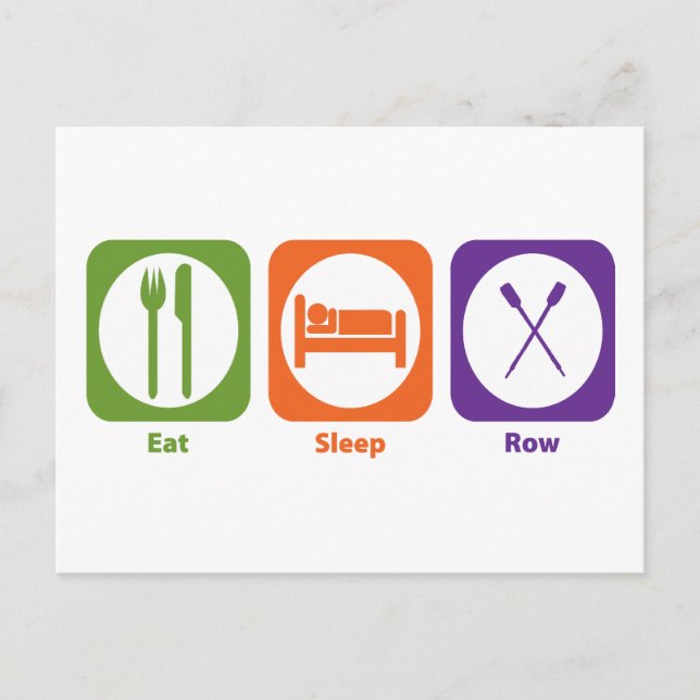 Eat Sleep Row Postcard (Front)
