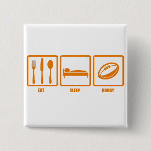 Eat Sleep Rugby 15 Cm Square Badge