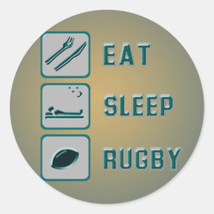 Eat Sleep Rugby Classic Round Sticker
