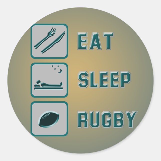 Eat Sleep Rugby Classic Round Sticker (Front)