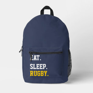 Eat Sleep Rugby Printed Backpack