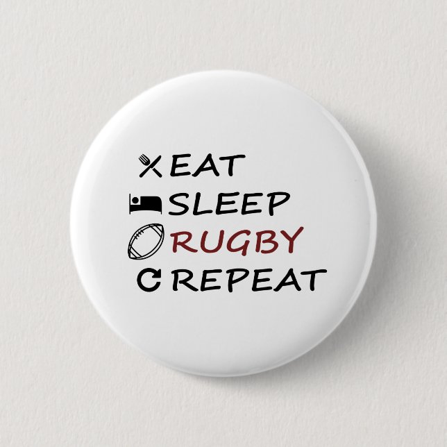 Eat Sleep Rugby Repeat 6 Cm Round Badge (Front)
