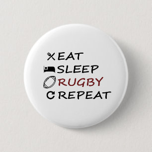 Eat Sleep Rugby Repeat 6 Cm Round Badge