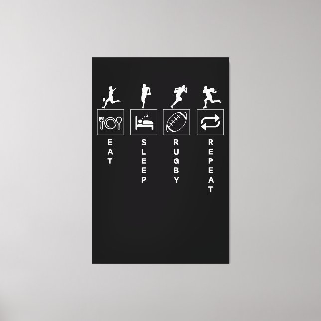 Eat Sleep Rugby Repeat Canvas Print (Front)