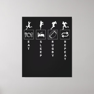 Eat Sleep Rugby Repeat Canvas Print