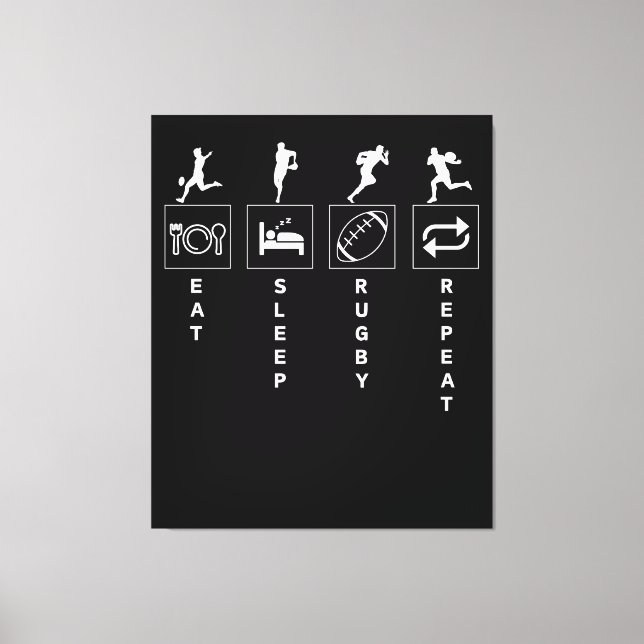 Eat Sleep Rugby Repeat Canvas Print (Front)