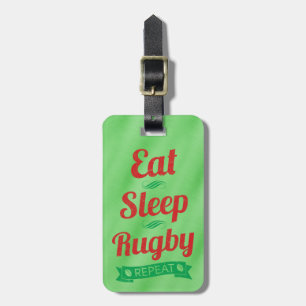 Eat, Sleep, Rugby Repeat Customisable Luggage Tag