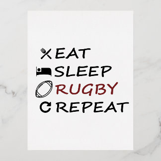 Eat Sleep Rugby Repeat Foil Holiday Postcard